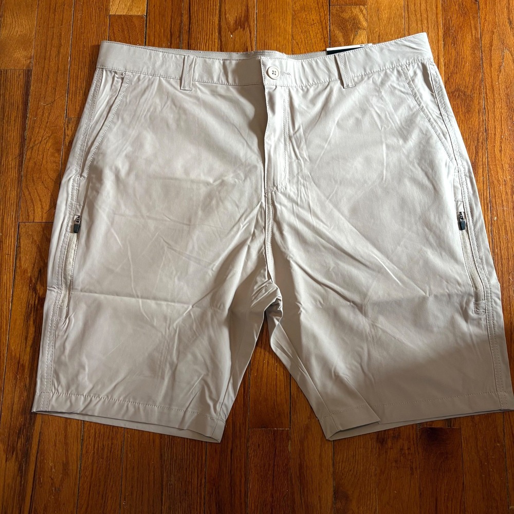 NEW Jump Start New York Mens Sz 40 Tan Khaki Cargo Shorts 4 Way Stretch Fabric